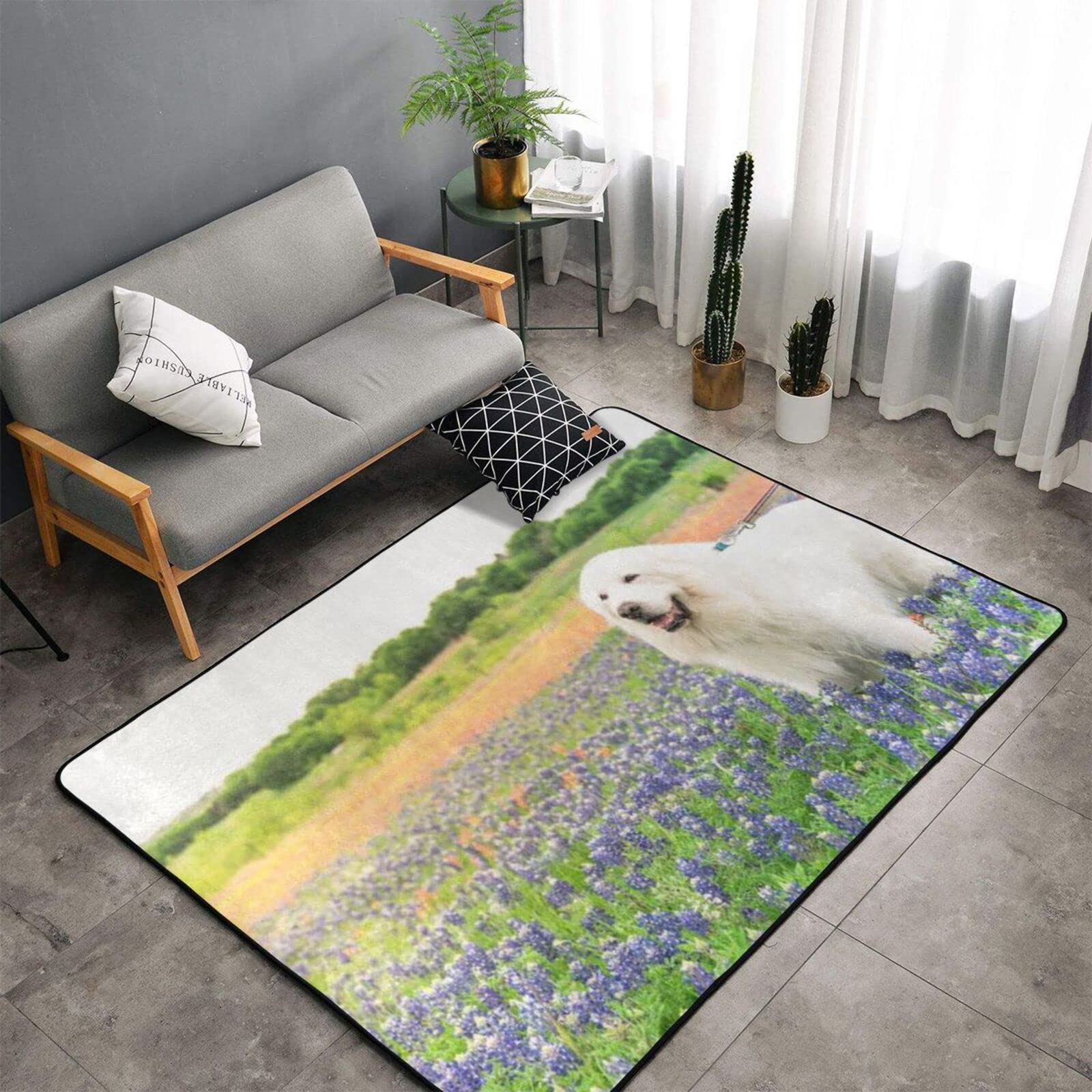 Amazon | グレート・ピレニーズ 花畑 ラグ カーペット 滑り止め付 絨毯